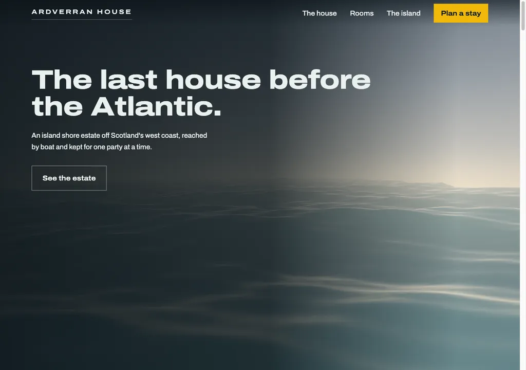Open water at the top of the page: the live sea under a silver dusk sky, gap light on the horizon