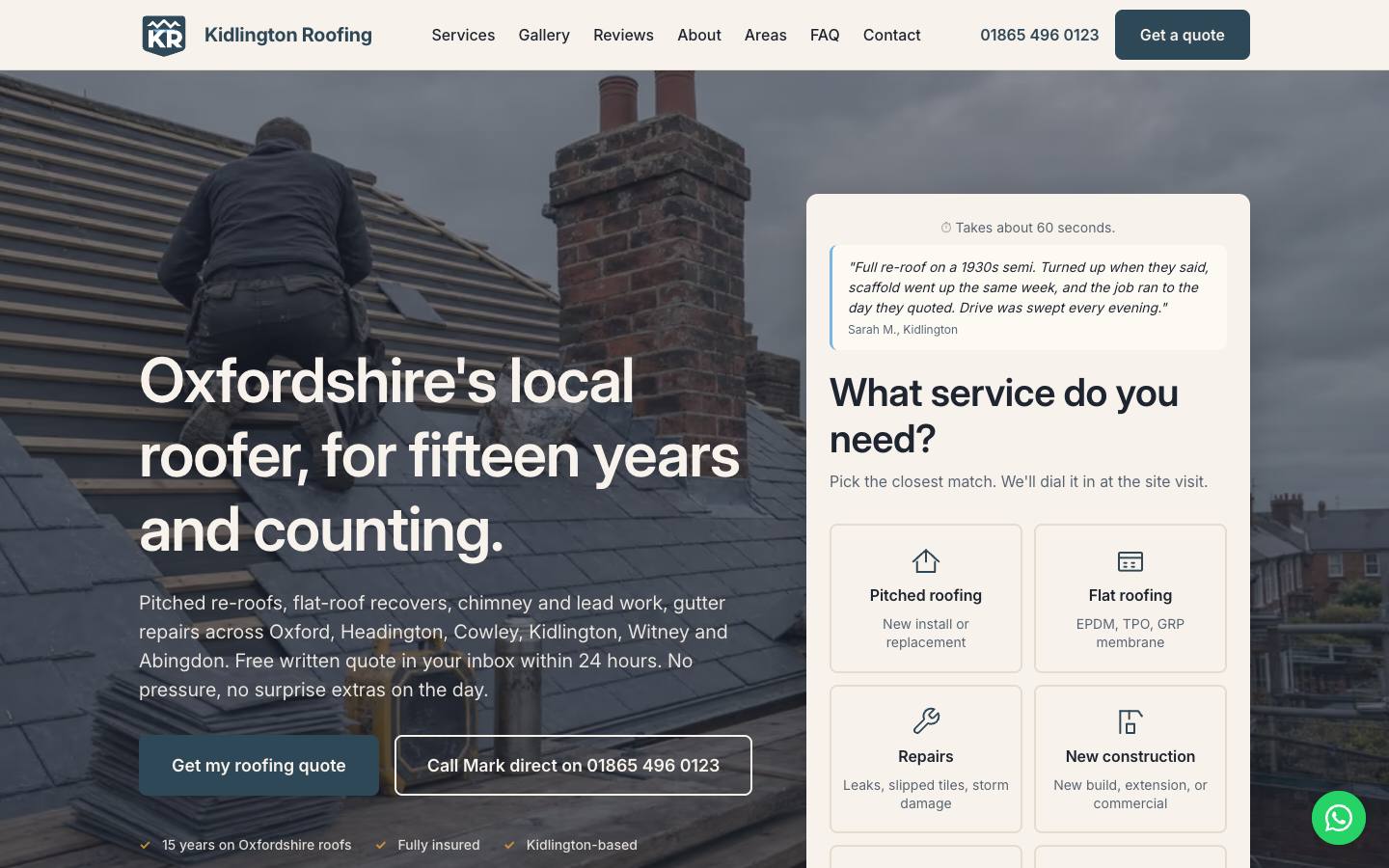 The Kidlington Roofing homepage