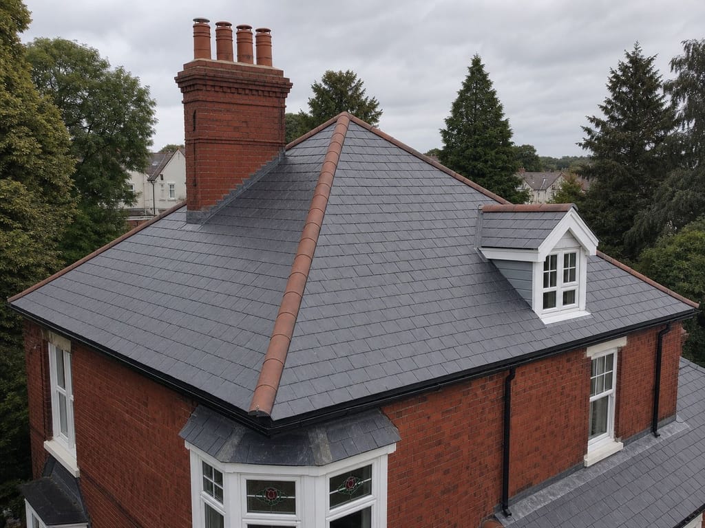 Yorkshire stone slate terrace mid-conversion with scaffolding