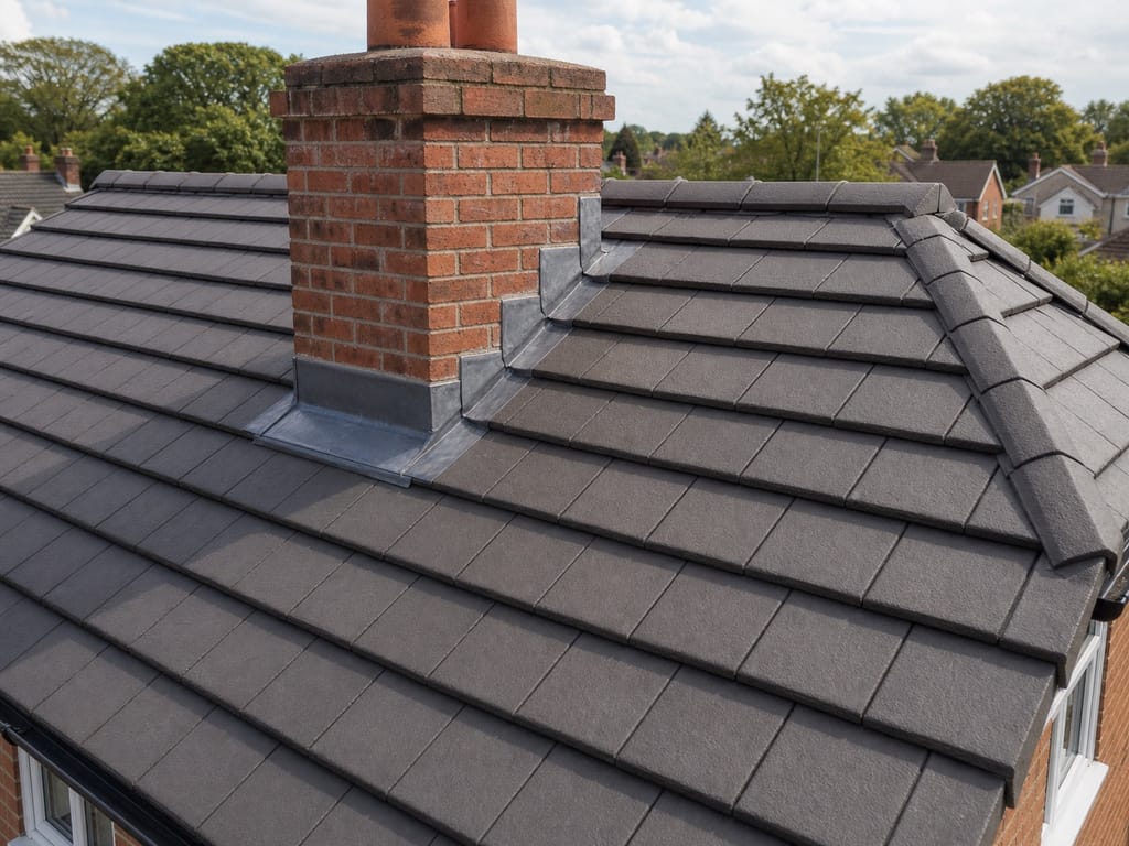 Finished pitched clay tile roof, Victorian terrace