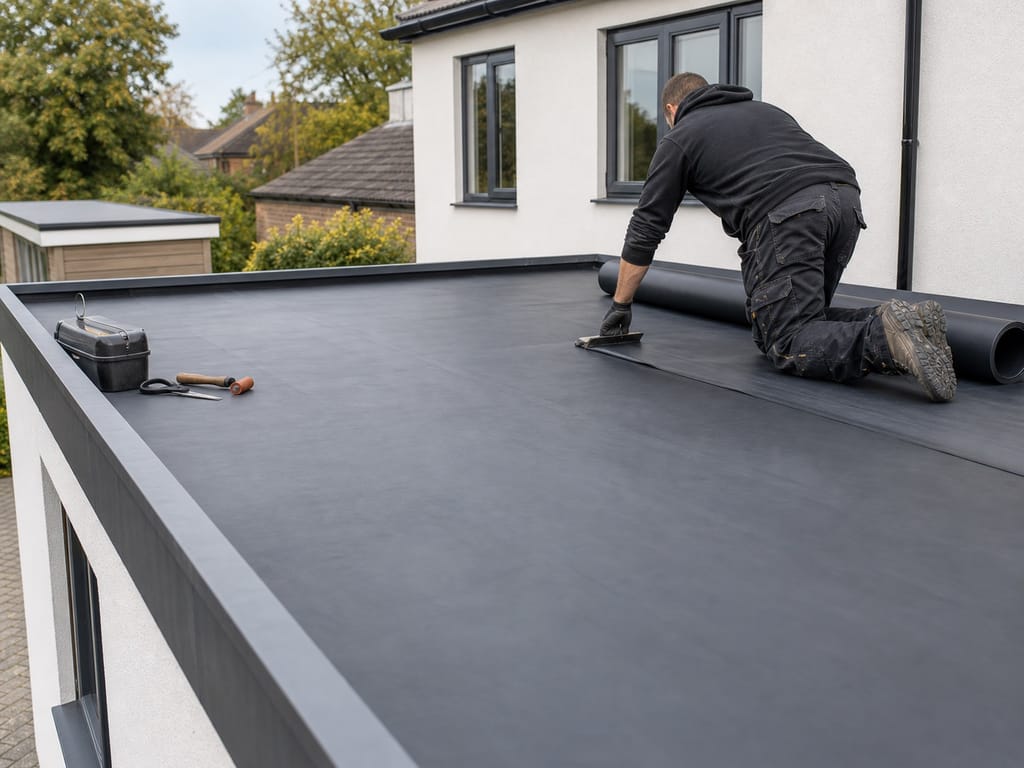 EPDM flat roof membrane install, Abingdon